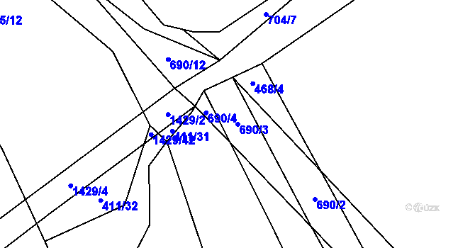 Parcela st. 690/3 v KÚ Popov nad Vláří, Katastrální mapa