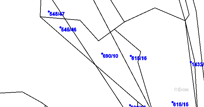 Parcela st. 690/10 v KÚ Popov nad Vláří, Katastrální mapa