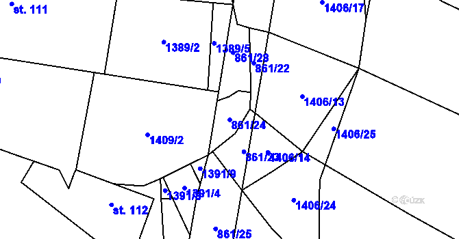 Parcela st. 861/24 v KÚ Popov nad Vláří, Katastrální mapa