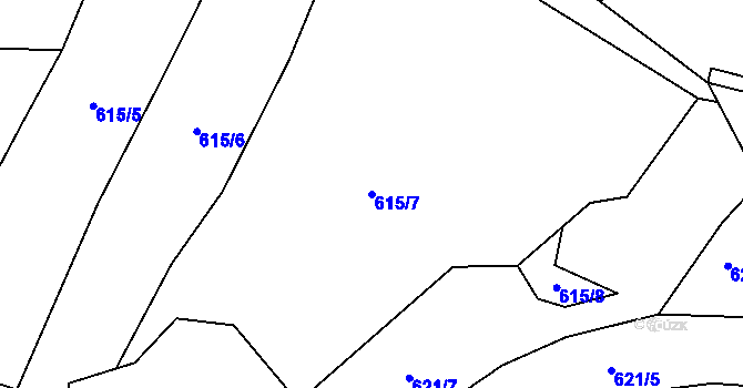 Parcela st. 615/7 v KÚ Popov nad Vláří, Katastrální mapa