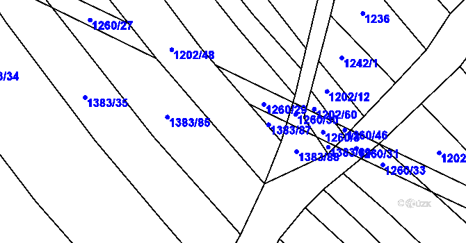 Parcela st. 1383/86 v KÚ Popov nad Vláří, Katastrální mapa
