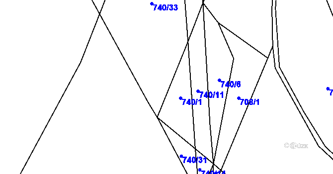Parcela st. 740/24 v KÚ Popov nad Vláří, Katastrální mapa