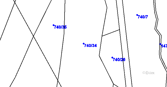 Parcela st. 740/34 v KÚ Popov nad Vláří, Katastrální mapa