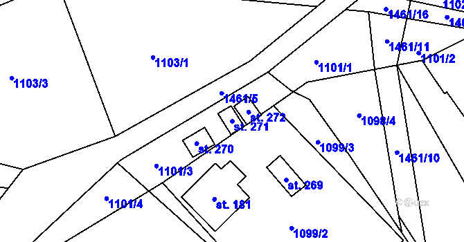 Parcela st. 271 v KÚ Popov nad Vláří, Katastrální mapa