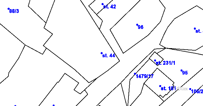 Parcela st. 44 v KÚ Popov nad Vláří, Katastrální mapa