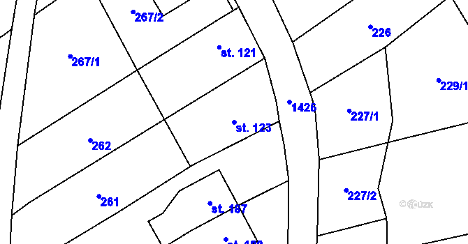 Parcela st. 123 v KÚ Popov nad Vláří, Katastrální mapa