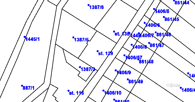 Parcela st. 129 v KÚ Popov nad Vláří, Katastrální mapa