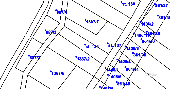 Parcela st. 136 v KÚ Popov nad Vláří, Katastrální mapa