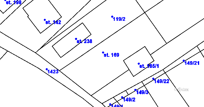 Parcela st. 169 v KÚ Popov nad Vláří, Katastrální mapa