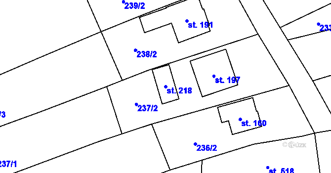 Parcela st. 218 v KÚ Popov nad Vláří, Katastrální mapa