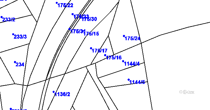 Parcela st. 175/16 v KÚ Popov nad Vláří, Katastrální mapa