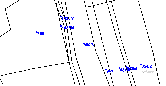 Parcela st. 850/6 v KÚ Popov nad Vláří, Katastrální mapa