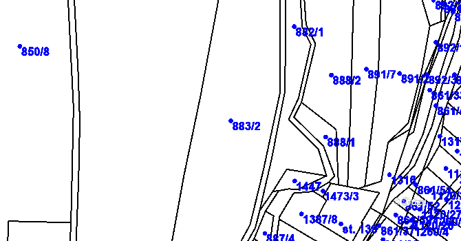 Parcela st. 883/2 v KÚ Popov nad Vláří, Katastrální mapa