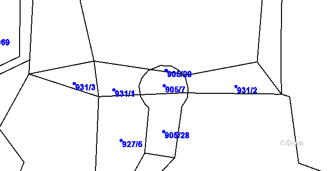 Parcela st. 905/7 v KÚ Popov nad Vláří, Katastrální mapa