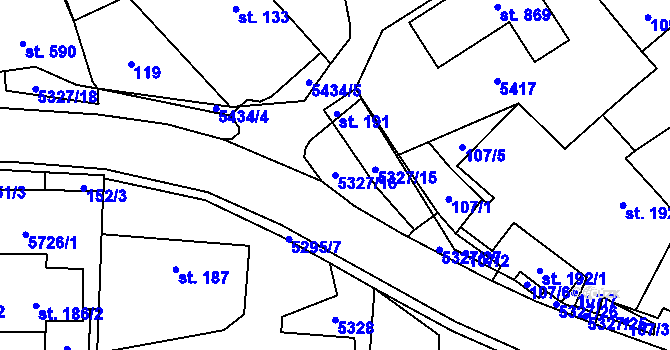 Parcela st. 5327/16 v KÚ Štítná nad Vláří, Katastrální mapa