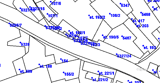 Parcela st. 5327/25 v KÚ Štítná nad Vláří, Katastrální mapa