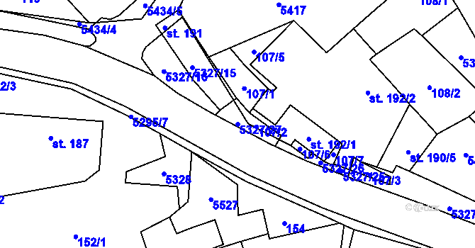 Parcela st. 5327/27 v KÚ Štítná nad Vláří, Katastrální mapa