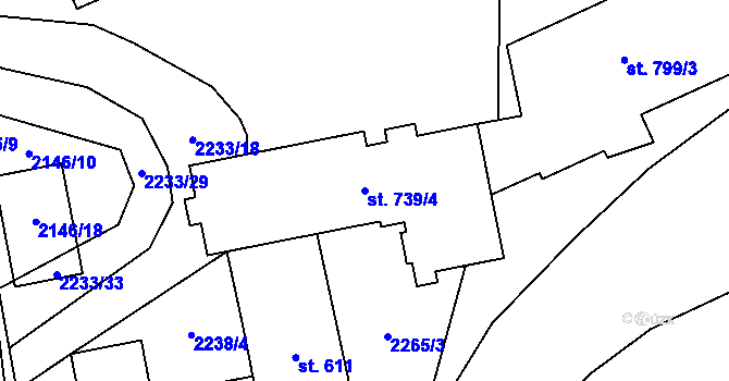 Parcela st. 739/4 v KÚ Štítná nad Vláří, Katastrální mapa