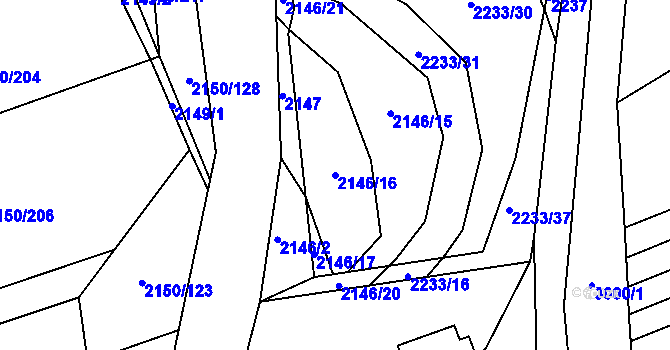 Parcela st. 2146/16 v KÚ Štítná nad Vláří, Katastrální mapa