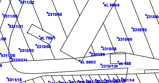 Parcela st. 689/3 v KÚ Štítná nad Vláří, Katastrální mapa