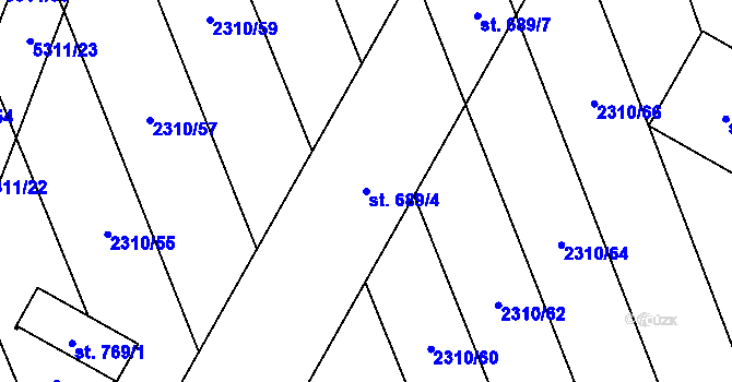 Parcela st. 689/4 v KÚ Štítná nad Vláří, Katastrální mapa