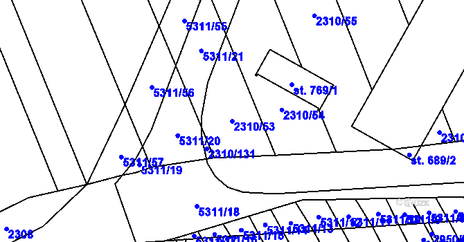 Parcela st. 2310/53 v KÚ Štítná nad Vláří, Katastrální mapa