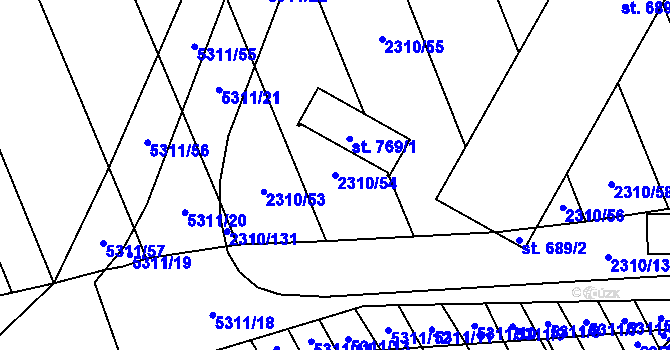 Parcela st. 2310/54 v KÚ Štítná nad Vláří, Katastrální mapa