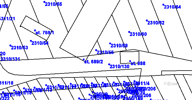 Parcela st. 2310/56 v KÚ Štítná nad Vláří, Katastrální mapa