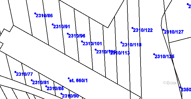 Parcela st. 2310/106 v KÚ Štítná nad Vláří, Katastrální mapa