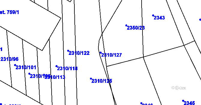 Parcela st. 2310/127 v KÚ Štítná nad Vláří, Katastrální mapa