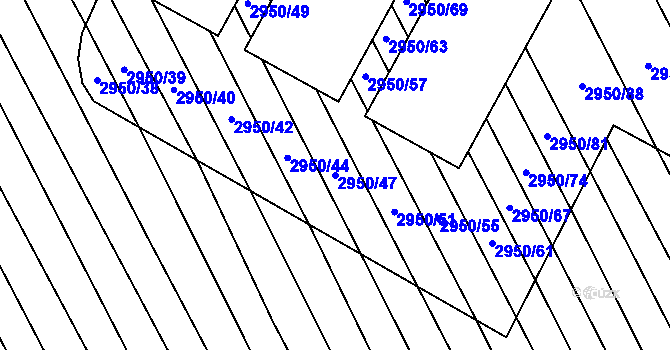 Parcela st. 2950/47 v KÚ Štítná nad Vláří, Katastrální mapa