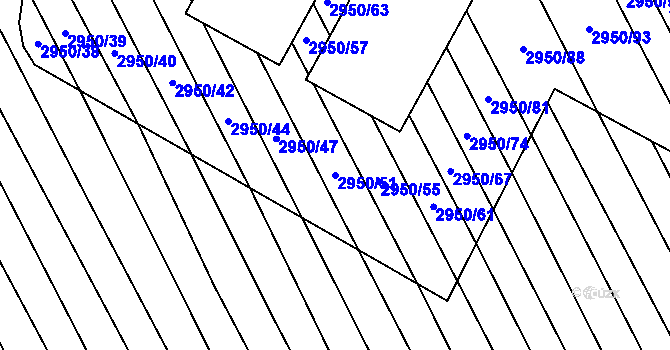 Parcela st. 2950/51 v KÚ Štítná nad Vláří, Katastrální mapa