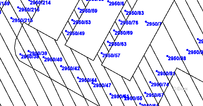 Parcela st. 2950/57 v KÚ Štítná nad Vláří, Katastrální mapa