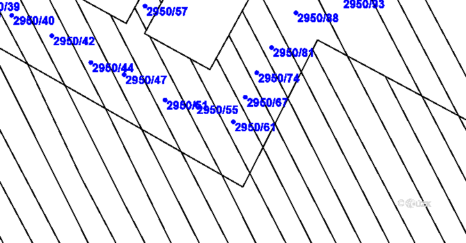 Parcela st. 2950/61 v KÚ Štítná nad Vláří, Katastrální mapa
