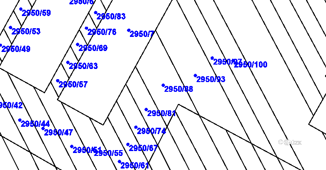 Parcela st. 2950/88 v KÚ Štítná nad Vláří, Katastrální mapa