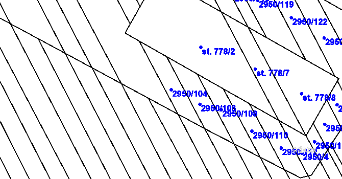 Parcela st. 2950/104 v KÚ Štítná nad Vláří, Katastrální mapa