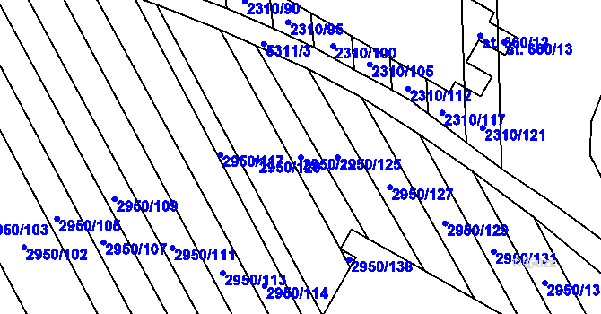Parcela st. 2950/123 v KÚ Štítná nad Vláří, Katastrální mapa