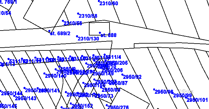 Parcela st. 5311/4 v KÚ Štítná nad Vláří, Katastrální mapa