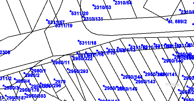 Parcela st. 5311/15 v KÚ Štítná nad Vláří, Katastrální mapa