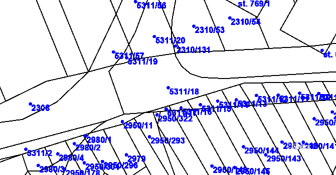 Parcela st. 5311/18 v KÚ Štítná nad Vláří, Katastrální mapa