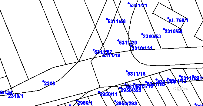 Parcela st. 5311/19 v KÚ Štítná nad Vláří, Katastrální mapa