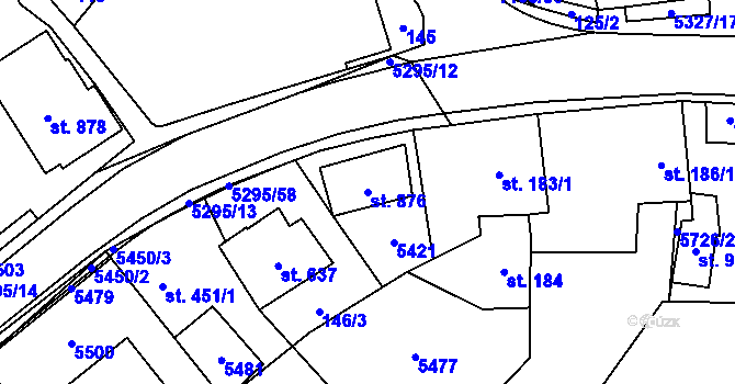Parcela st. 876 v KÚ Štítná nad Vláří, Katastrální mapa