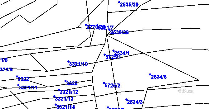 Parcela st. 5725/1 v KÚ Štítná nad Vláří, Katastrální mapa