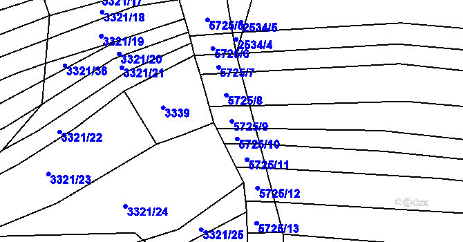 Parcela st. 5725/9 v KÚ Štítná nad Vláří, Katastrální mapa