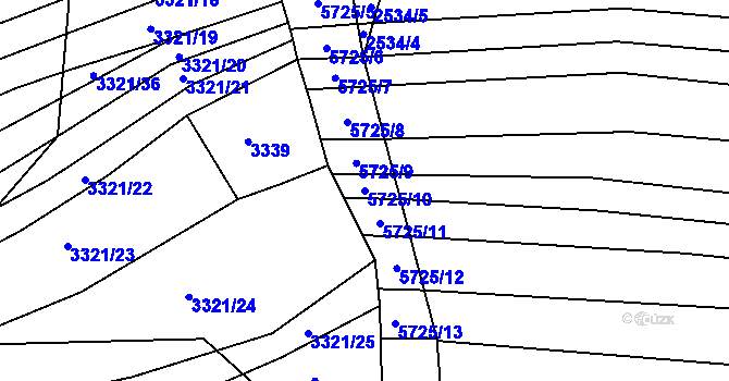 Parcela st. 5725/10 v KÚ Štítná nad Vláří, Katastrální mapa