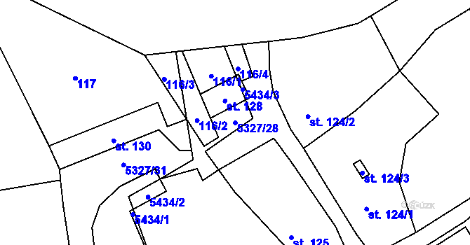 Parcela st. 5327/28 v KÚ Štítná nad Vláří, Katastrální mapa