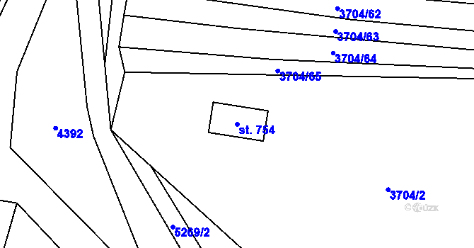 Parcela st. 754 v KÚ Štítná nad Vláří, Katastrální mapa