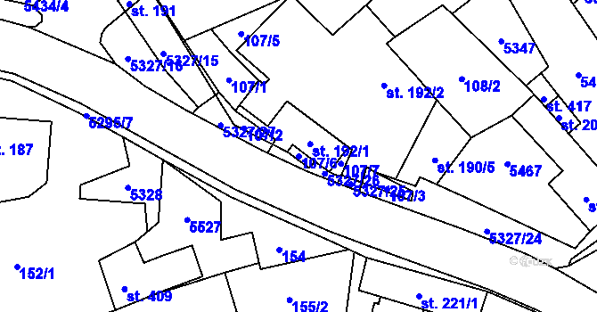 Parcela st. 107/6 v KÚ Štítná nad Vláří, Katastrální mapa