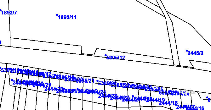 Parcela st. 5305/12 v KÚ Štítná nad Vláří, Katastrální mapa