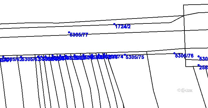 Parcela st. 5305/74 v KÚ Štítná nad Vláří, Katastrální mapa